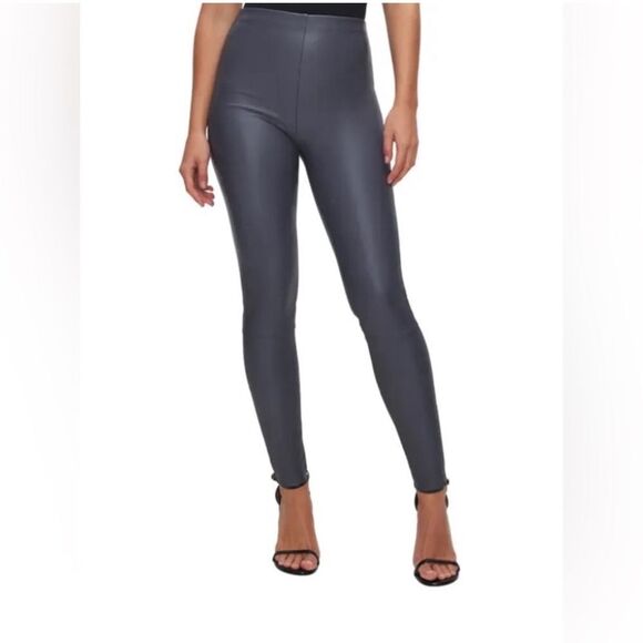 Good American Better Than Leather Faux Leather Pull On Leggings in Chrome Size S - Picture 1 of 6
